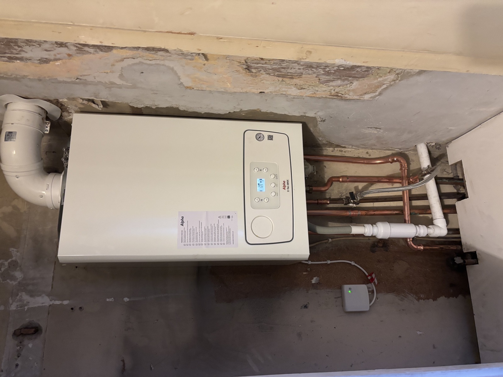 Real Alpha boiler installation with tidy condensate and copper pipework by FlameTec